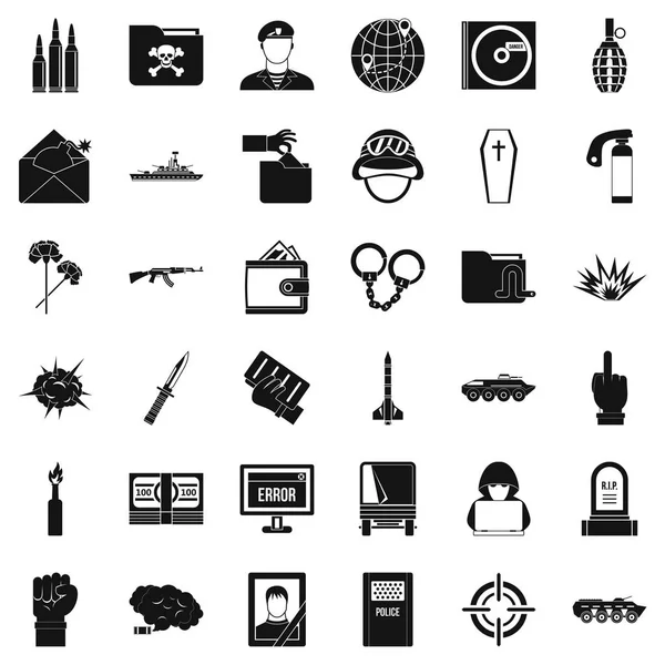 War icons set, simple style — Stock Vector