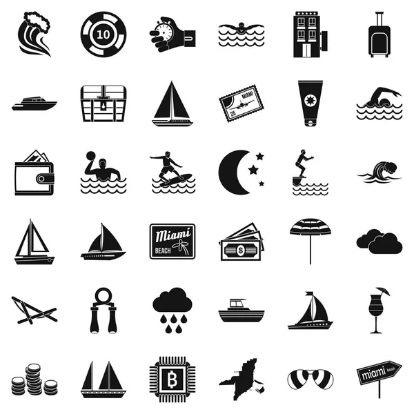 Water sport icons set, simple style