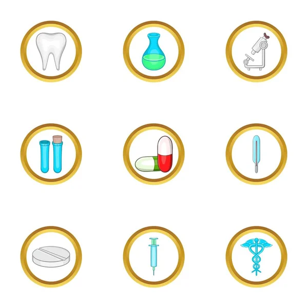 Conjunto de ícones de laboratório médico, estilo cartoon — Vetor de Stock