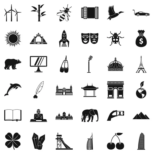 Ensemble d'icônes du monde, style simple — Image vectorielle