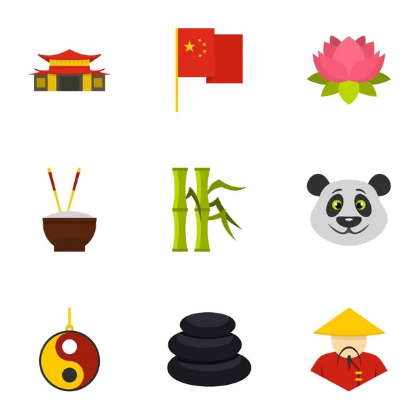 Conjunto de iconos de la República de China, estilo plano — Vector de stock