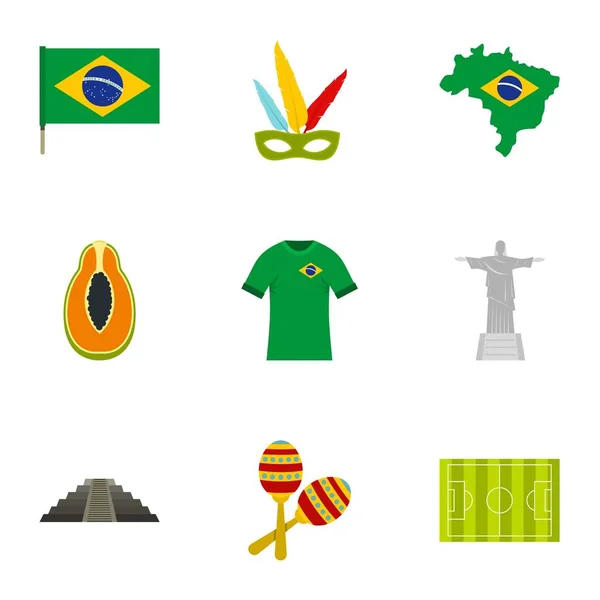 Бразильский набор символов, плоский стиль — стоковый вектор