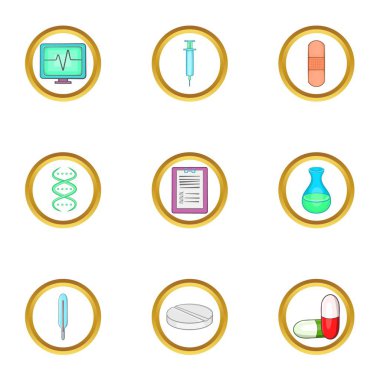 Tıp Icon set, karikatür tarzı iyileşmek