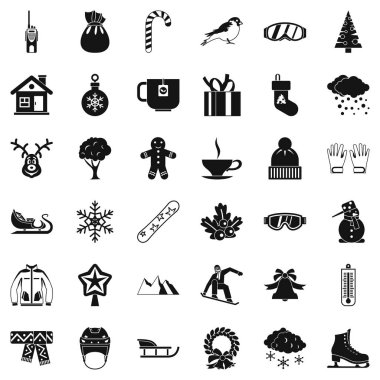 Kış Icons set, basit tarzı