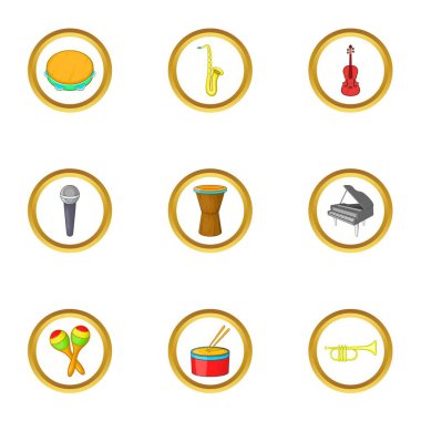 Enstrüman Icons set, karikatür tarzı
