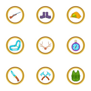 Avcı Icons set, karikatür tarzı