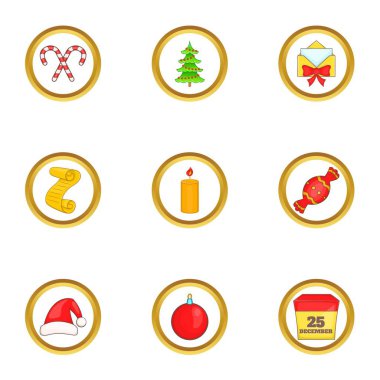 Christmas Icons set, karikatür tarzı