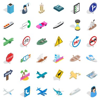 Araba trafik Icons set, izometrik stili