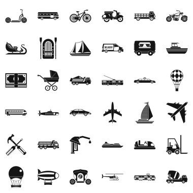 Ulaşım Icons set, basit tarzı