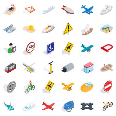 Ulaşım Icons set, izometrik stili