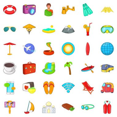 İyi Icons set seyahat, tarzı çizgi film