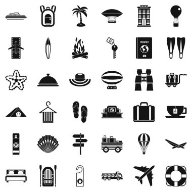 Orman Icons set, basit tarzı yürüyüş