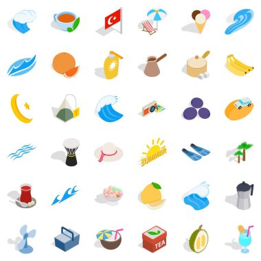 Türkiye'nin Simgesel Yapı Icons set, izometrik tarzı