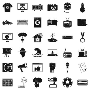 Televizyon Icons set, basit stilini ayarla