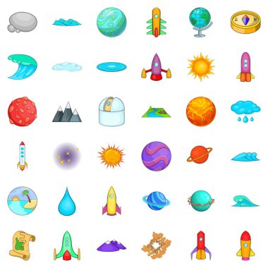 Keşif Icons set, karikatür tarzı