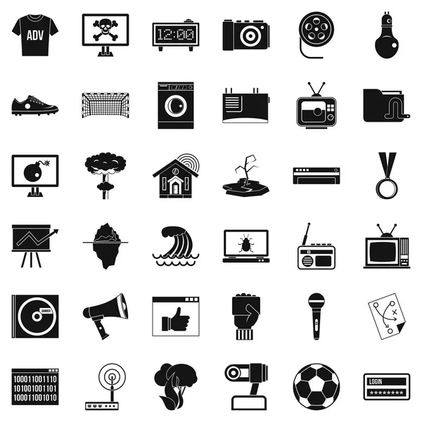 Conjunto de iconos de televisor, estilo simple — Vector de stock