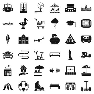 Şehir Icons set, basit tarzı