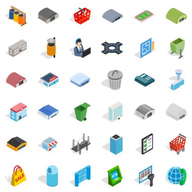 Şehir Icons set, izometrik tarzı