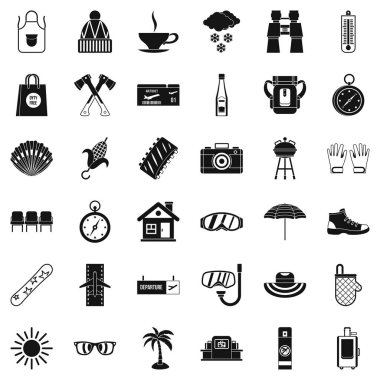 Tatil Icons set, basit tarzı