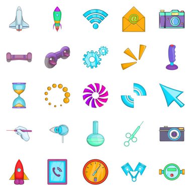 İleri teknoloji Icons set, karikatür tarzı