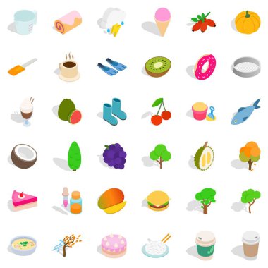 Vegan Icons set, izometrik stili