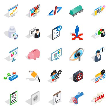 Merhaba tech, izometrik set simgeleri stili