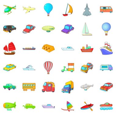 Farklı araç Icons set, karikatür tarzı