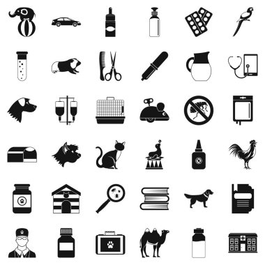 Veteriner hekim Icons set, basit tarzı