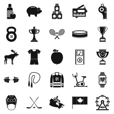 Spor Tekdüzen Icons set, basit tarzı