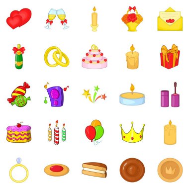 Festival Eğlence Icons set, karikatür tarzı