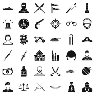 El bombası Icons set, basit tarzı