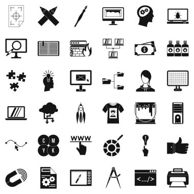 Web Tasarımcı Icons set, basit tarzı