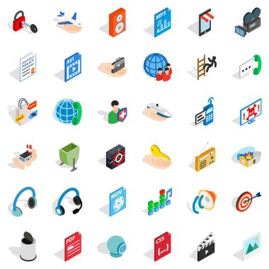 Web Tasarımcı Icons set, izometrik stili