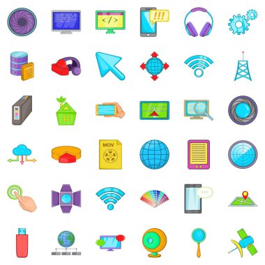 Web büyüme Icons set, karikatür tarzı