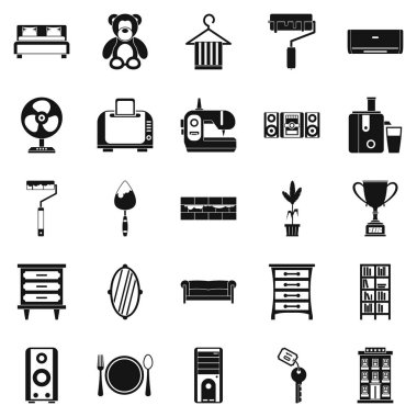 Konut yer Icons set, basit tarzı