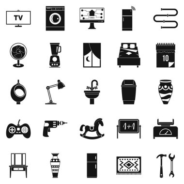 Uyuyan çeyrek Icons set, basit tarzı