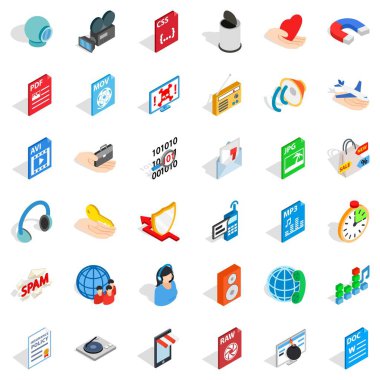 Web bilgi Icons set, izometrik stili