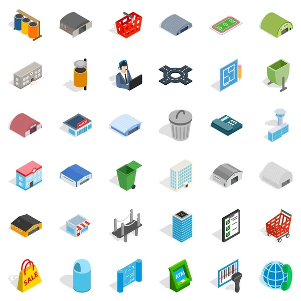 Conjunto de iconos de ciudad, estilo isométrico — Vector de stock