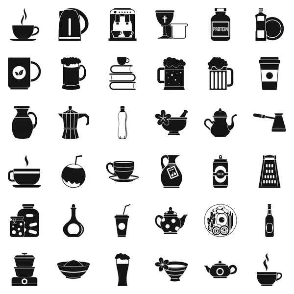 Ensemble d'icônes de vaisselle, style simple — Image vectorielle