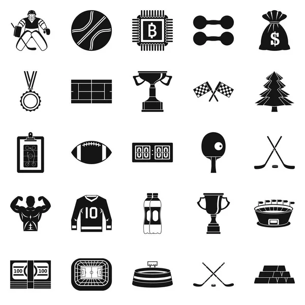 Conjunto de iconos de salario de atleta, estilo simple — Vector de stock