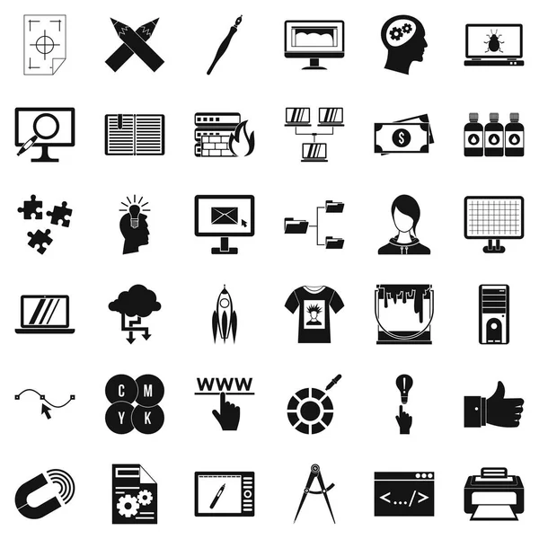 Web Designer Icons Set, einfacher Stil — Stockvektor