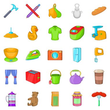 Pansiyon Icons set, karikatür tarzı