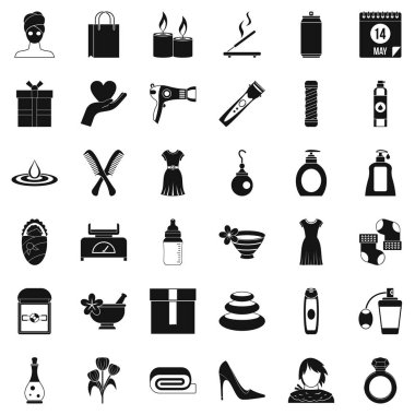 Kadın şey Icons set, basit tarzı