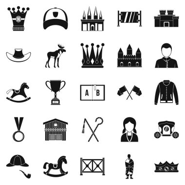 Binicilik Icons set, basit tarzı