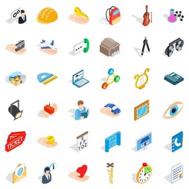 İyi iş Icons set, izometrik stili