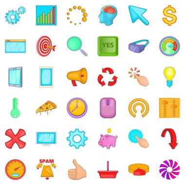 Çalışma tatil simgeler ayarla, tarzı çizgi film