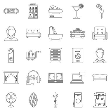 Icons set lojman, anahat stili