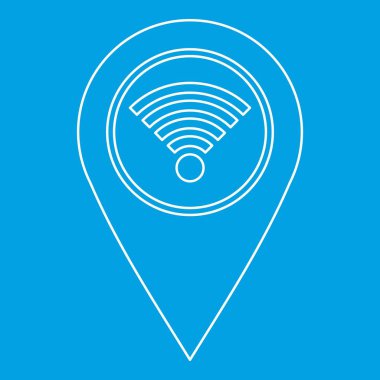 Wi fi işareti simgesi, anahat stili ile coğrafi etiket