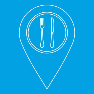 Harita göstergesi ile restoran işareti simgesi