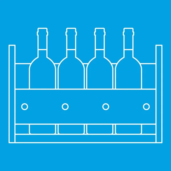 Bottiglie di vino in una scatola di legno icona stile contorno — Vettoriale Stock